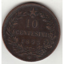 1893 - 10 Centesimi Rame Italia Umberto I Zecca Birmingam MB+